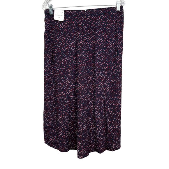 Free Assembly Womens Midi Skirt‎ Polka Dot Elastic Waist Side Zip Black Red Sz M - Picture 3 of 6